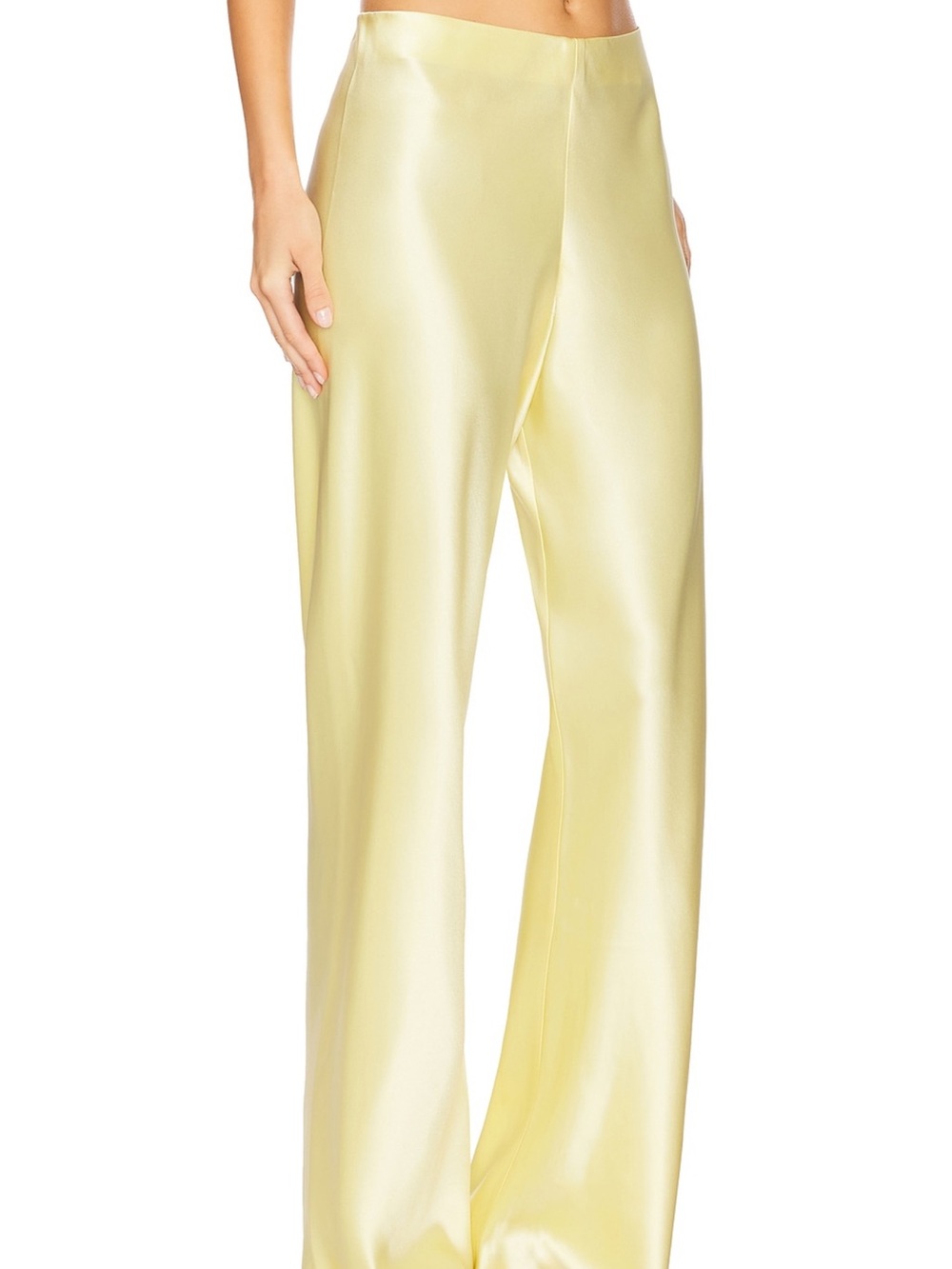 Cami NYC Satin Straight-Leg Pants in Pale Yellow